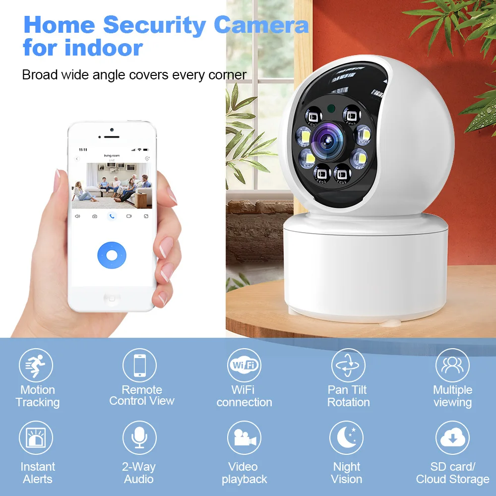 Беспроводная видеокамера D307 для дома, HD, ночное видение, сетевая, Wi-Fi, Удаленная съемка, полный обзор на 360 °
Беспроводная видеокамера D307 для дома, HD, ночное видение, сетевая, Wi-Fi, Удаленная съемка, полный обзор на 360 °