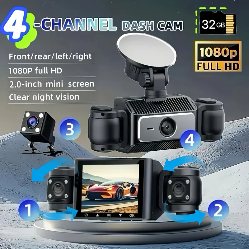 4-канальный 360 ° Скрытая видеорегистратор 1080P HD ночного видения 24/7 Монитор парковки G-сенсор Контурная запись Обнаружение движения WDR Blackbox
4-канальный 360 ° Скрытая видеорегистратор 1080P HD ночного видения 24/7 Монитор парковки G-сенсор Контурная запись Обнаружение движения WDR Blackbox