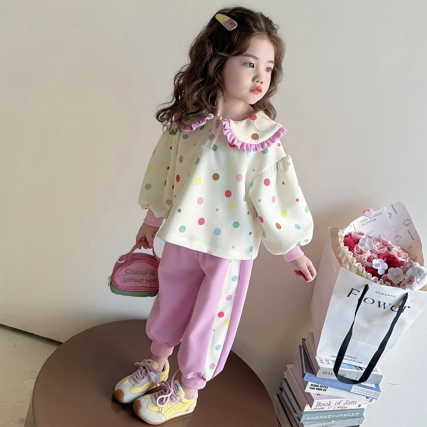 Girl's Baby Doll Collar Set Spring and Autumn Edition Girl's Baby Color Dot Hoodie Spring Casual Two Piece Set
Girl's Baby Doll Collar Set Spring and Autumn Edition Girl's Baby Color Dot Hoodie Spring Casual Two Piece Set