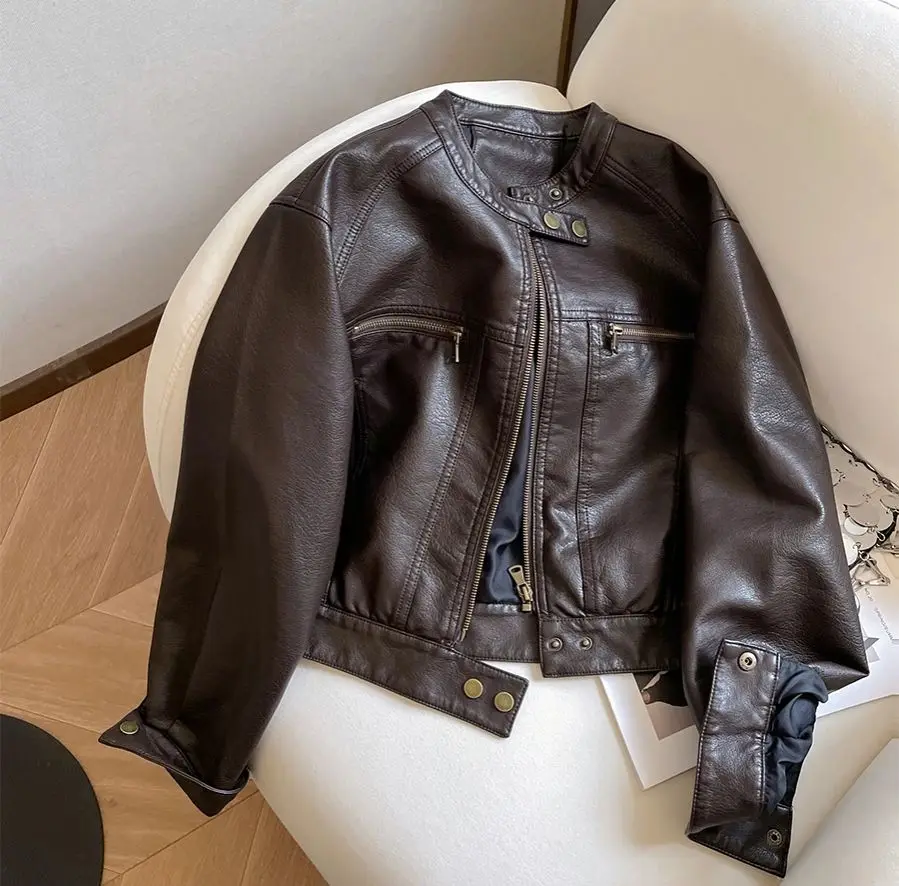 Brown Fashion Women's Biker Jacket New Autumn All Match Short Leather Jackets Streetwear PU Material Zipper Design Coat
Brown Fashion Women's Biker Jacket New Autumn All Match Short Leather Jackets Streetwear PU Material Zipper Design Coat