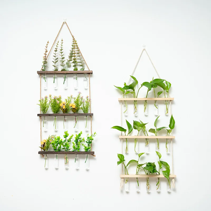 Wall Hanging Terrarium with Wood Stand Mini Test Tube Flower Vase Glass Planter Stations for Hydroponic Home Garden Office Decor
Wall Hanging Terrarium with Wood Stand Mini Test Tube Flower Vase Glass Planter Stations for Hydroponic Home Garden Office Decor