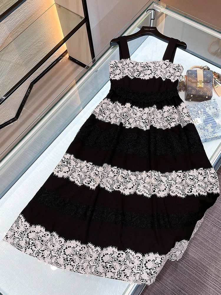 High-End European Style Women's Dress Lace Hollow out Splicing Strapless Long Dress Small Fragrance Style A-Line Skirt
High-End European Style Women's Dress Lace Hollow out Splicing Strapless Long Dress Small Fragrance Style A-Line Skirt