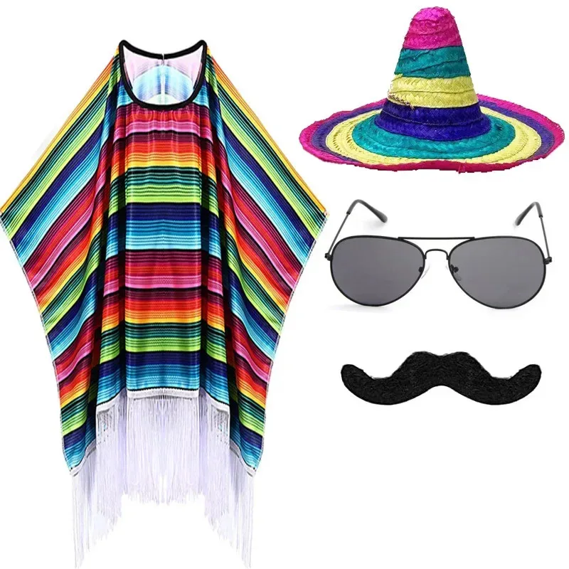 Mexican Cloak Halloween Costume Cosplay Kids Stripe Shawl Hats Supplies Adult Children Men Women Ethnic Folk Party Suitx;8's,6;
Mexican Cloak Halloween Costume Cosplay Kids Stripe Shawl Hats Supplies Adult Children Men Women Ethnic Folk Party Suitx;8's,6;