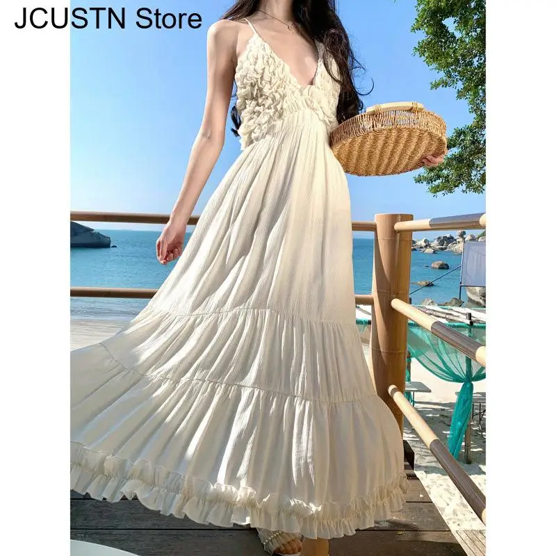 Bohemian Holiday Beach Dress Elegant V Neck Spaghetti Strap Women Ruffled Vestidos A-Line Dress Sweet Cute Vintage Dress
Bohemian Holiday Beach Dress Elegant V Neck Spaghetti Strap Women Ruffled Vestidos A-Line Dress Sweet Cute Vintage Dress