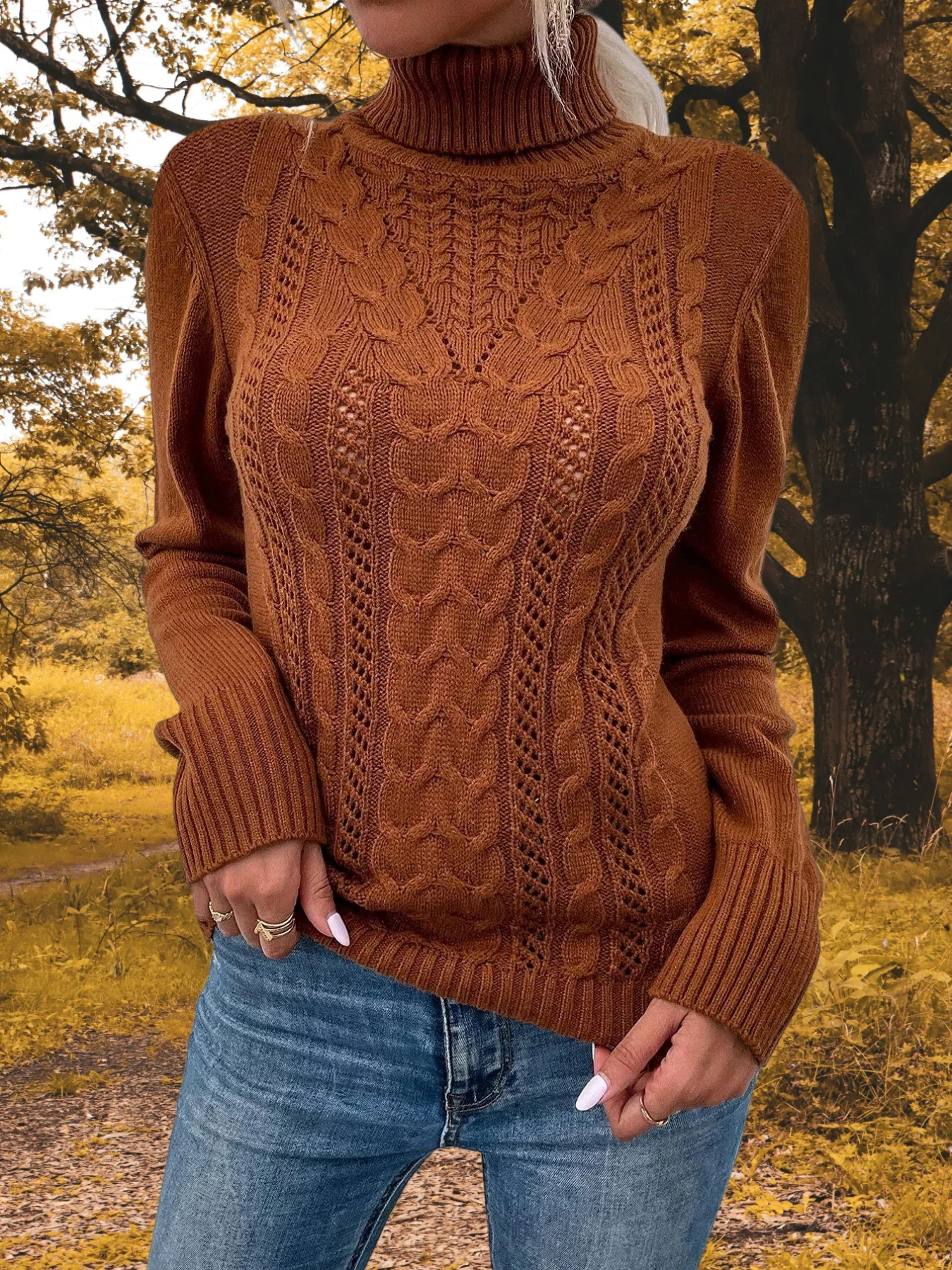 Women Autumn Winter Daily Casual Turtleneck Long Sleeve Sweater Cable Knit Pullover Solid Slim Fit Sweater Turtleneck Tops
Women Autumn Winter Daily Casual Turtleneck Long Sleeve Sweater Cable Knit Pullover Solid Slim Fit Sweater Turtleneck Tops