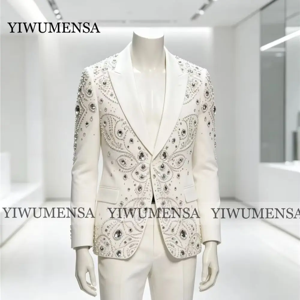 Exquisite Men's Suit For Wedding Sliver Beaded Stones Prom Blazer Pants 2 Piece Sets Groom Tuxedos Customized Man Party Outfits
Exquisite Men's Suit For Wedding Sliver Beaded Stones Prom Blazer Pants 2 Piece Sets Groom Tuxedos Customized Man Party Outfits