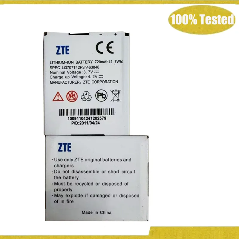 New 720mAh Rechargeable Li-ion Phone Battery for ZTE F280 F228 F285 A933 A711 LI3707T42P3H463848
New 720mAh Rechargeable Li-ion Phone Battery for ZTE F280 F228 F285 A933 A711 LI3707T42P3H463848