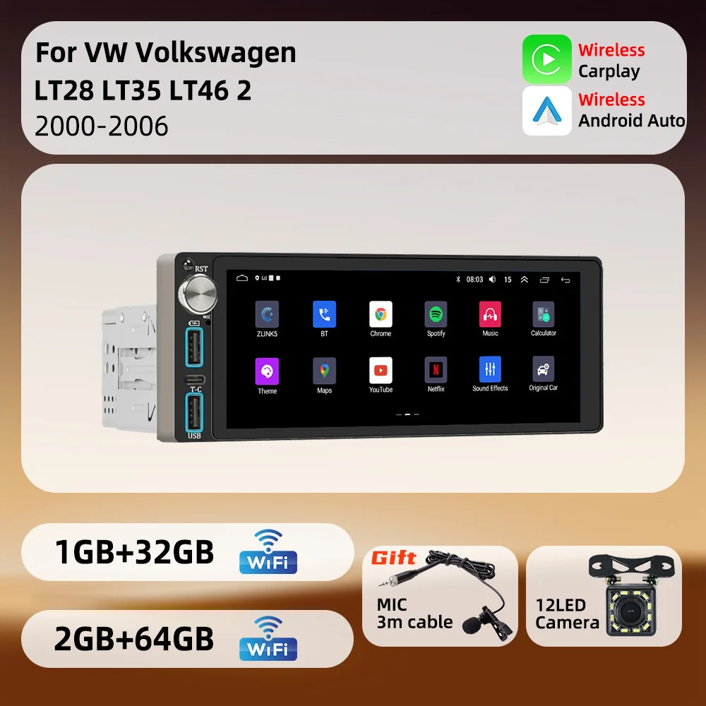 Автомагнитола Android 1 Din с CarPlay и GPS для VW Volkswagen LT28 LT35 LT46 2 II 2000-2006, 6.86-дюймовый стерео-головной блок с навигацией
Автомагнитола Android 1 Din с CarPlay и GPS для VW Volkswagen LT28 LT35 LT46 2 II 2000-2006, 6.86-дюймовый стерео-головной блок с навигацией