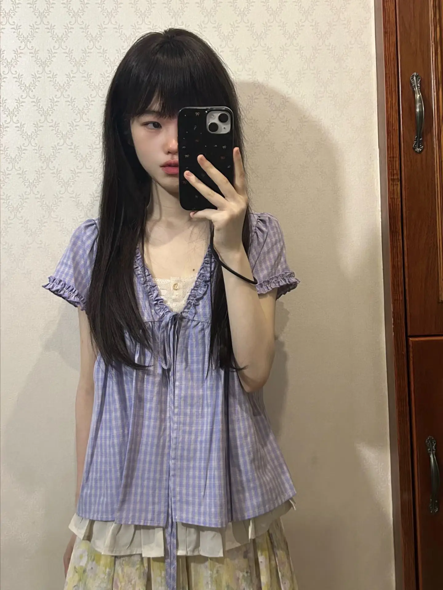 Cute Plaid Shirt Women's Summer New Style Gingham Doll Collar Short Sleeve Tie Waist Top Sweet School Style Loose Fit Polyester
Cute Plaid Shirt Women's Summer New Style Gingham Doll Collar Short Sleeve Tie Waist Top Sweet School Style Loose Fit Polyester