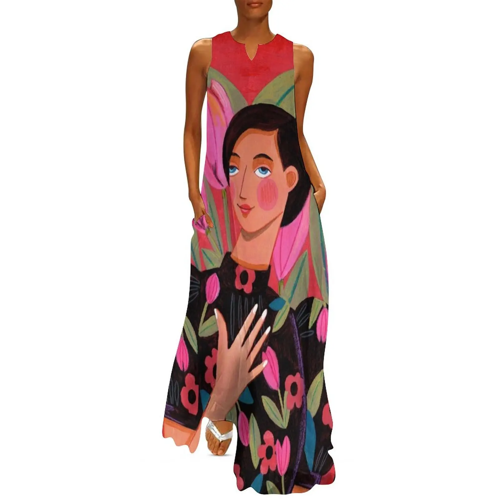 Portrait woman with tulips on red background Long Dress Women's summer skirt women clothes summer dresses
Portrait woman with tulips on red background Long Dress Women's summer skirt women clothes summer dresses