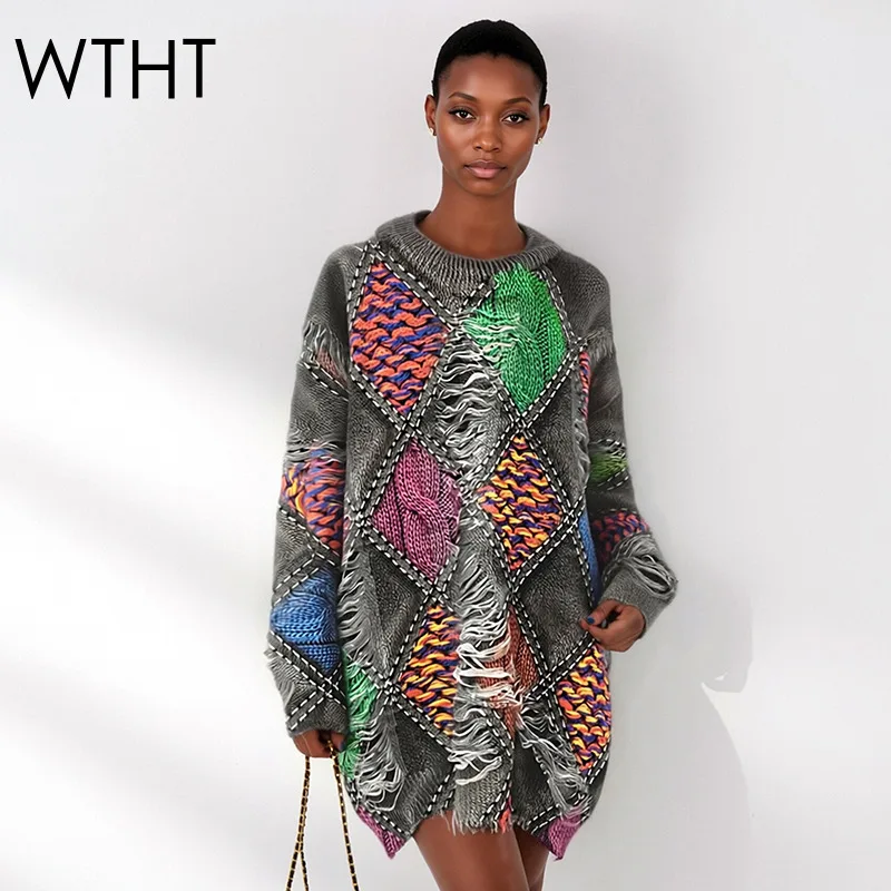 WTHT Trendy 2026 Summer Women's Plaid Knit Print Loose Pullovers Fashion Round Neck Long Sleeve Sweater Female 1LS3066
WTHT Trendy 2026 Summer Women's Plaid Knit Print Loose Pullovers Fashion Round Neck Long Sleeve Sweater Female 1LS3066