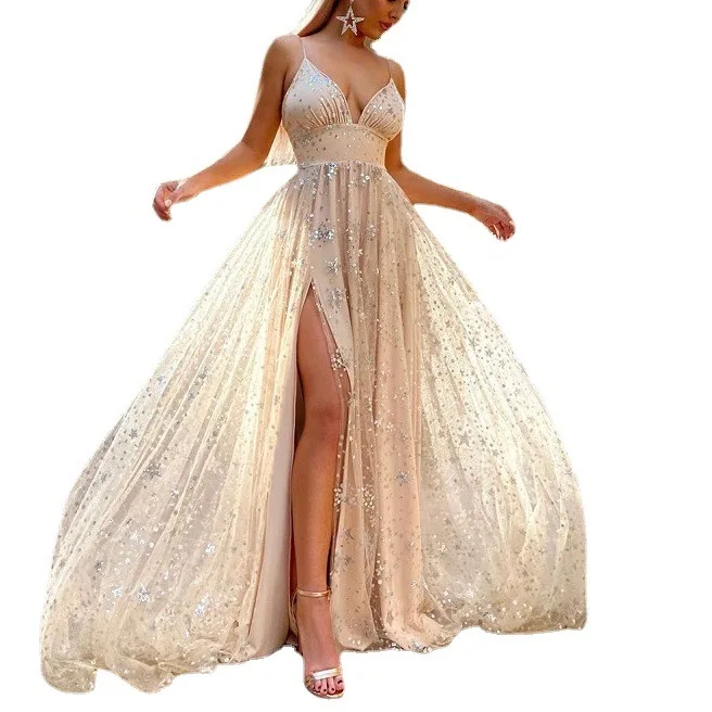2025 Style Camisole Waist Cinching Slit Sparkling Floor Length Long Skirt Dress For Women's Formal Wear
2025 Style Camisole Waist Cinching Slit Sparkling Floor Length Long Skirt Dress For Women's Formal Wear
