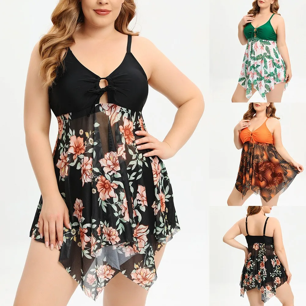 Black Mesh Tankini Sleeveless V Neck Tankini Top Plus Size Front Knot Two Piece Swimsuit Floral Print High Waist Swim Separates
Black Mesh Tankini Sleeveless V Neck Tankini Top Plus Size Front Knot Two Piece Swimsuit Floral Print High Waist Swim Separates