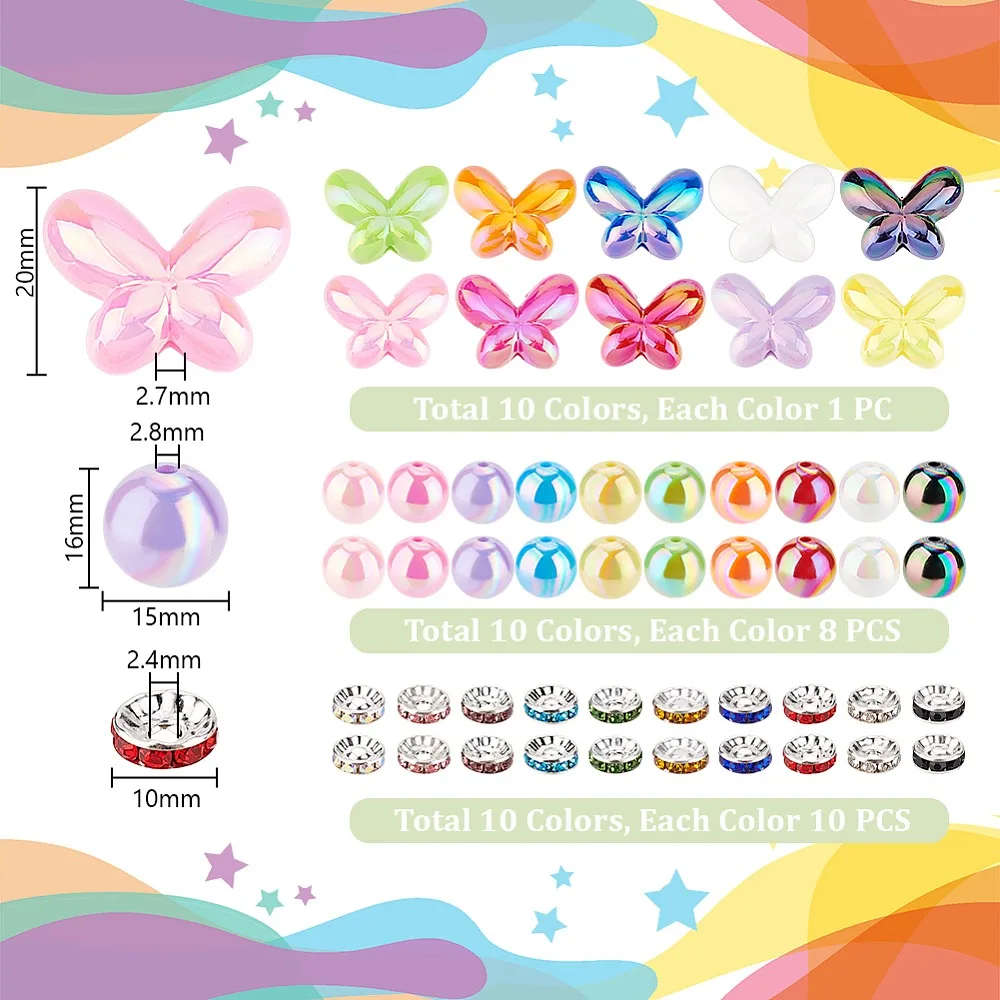 DIY Beadable Pen Butterfly Beads Findings Kits including Acrylic Brass Rhinestone Spacer Beads Mixed Color 10~20x15~20mm
DIY Beadable Pen Butterfly Beads Findings Kits including Acrylic Brass Rhinestone Spacer Beads Mixed Color 10~20x15~20mm