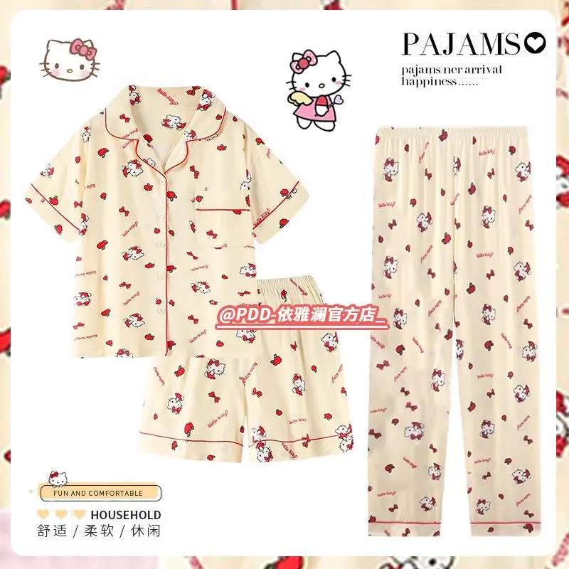 3Pcs Hello Kitty Short-Sleeved Pajamas Set Kawaii Sanrio Pochacco Spring Autumn Anime Cartoon Thin Cute Girl Home Clothes
3Pcs Hello Kitty Short-Sleeved Pajamas Set Kawaii Sanrio Pochacco Spring Autumn Anime Cartoon Thin Cute Girl Home Clothes