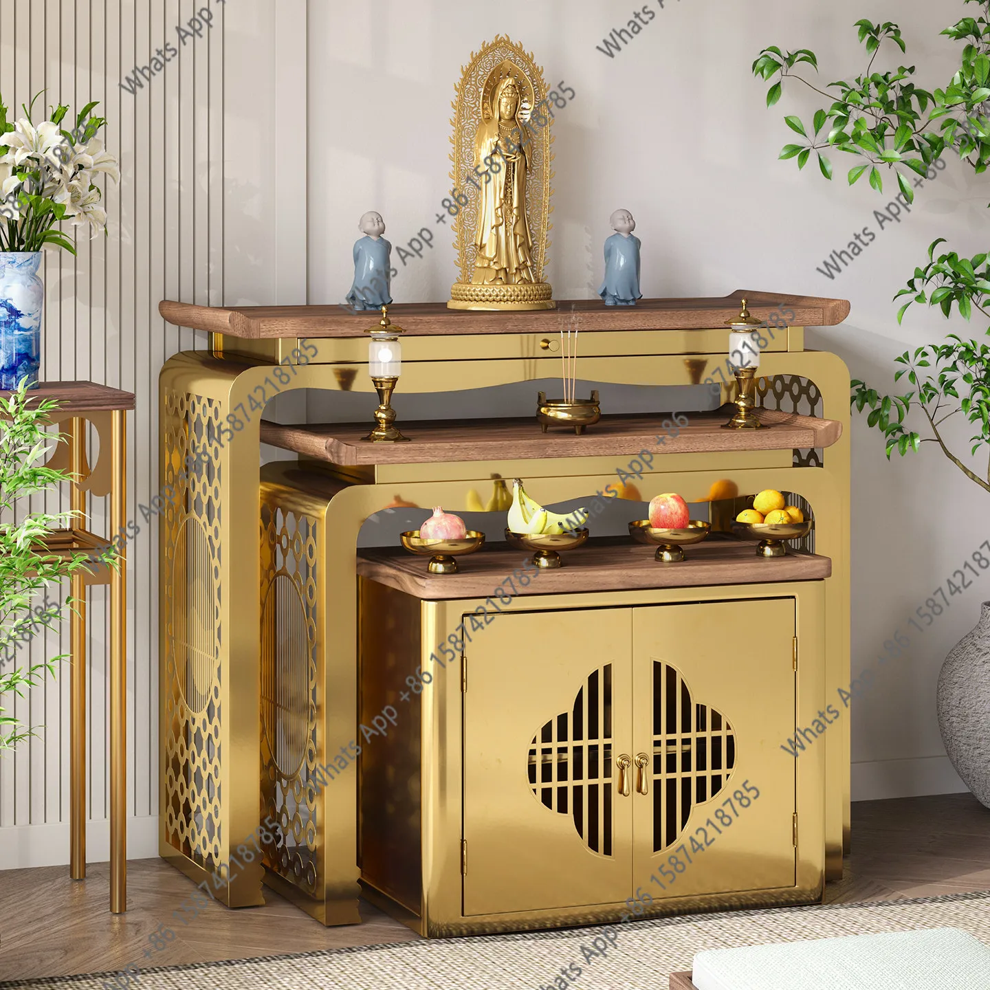 Light luxury new Chinese-style table incense case household three-layer offering platform entrance Buddha platform offering Zhuo
Light luxury new Chinese-style table incense case household three-layer offering platform entrance Buddha platform offering Zhuo
