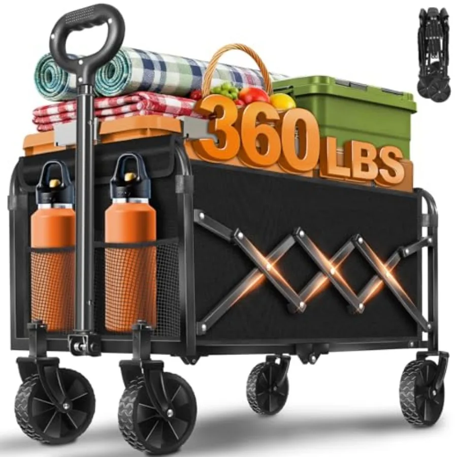 Collapsible Wagon Cart Foldable, 360lbs Portable Folding Wagon with Wheels, Foldable Wagon Carts Utility for Camping, Beach, Gr
Collapsible Wagon Cart Foldable, 360lbs Portable Folding Wagon with Wheels, Foldable Wagon Carts Utility for Camping, Beach, Gr