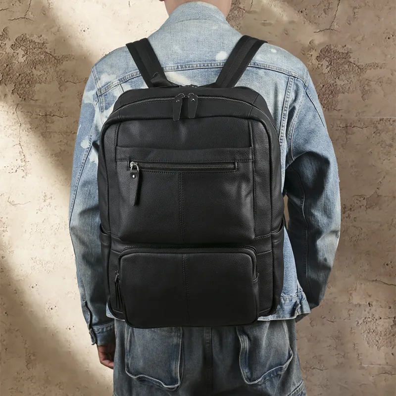 Genuine leather men's commuter backpack with large capacity water repellent multiple pockets square travel and business backpack
Genuine leather men's commuter backpack with large capacity water repellent multiple pockets square travel and business backpack