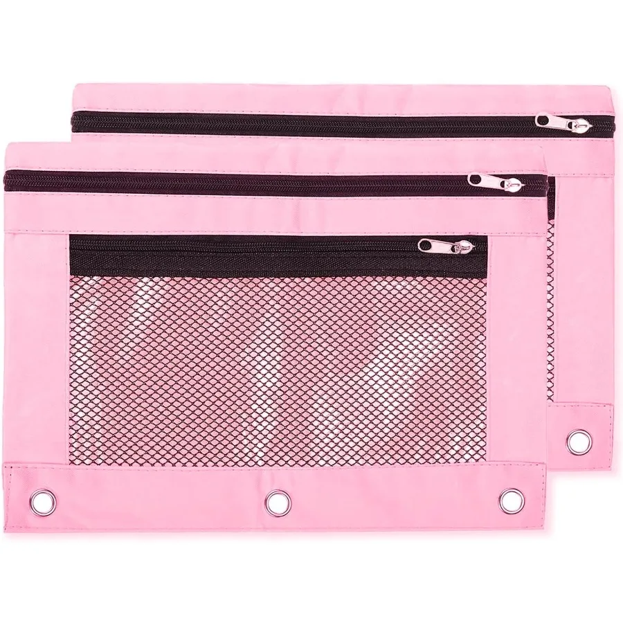 Pink Peil Pouch for 3 Ring Binder 2 Pack Double Zipper Peil Bag with Mesh Window 7 x 9.7 in
Pink Peil Pouch for 3 Ring Binder 2 Pack Double Zipper Peil Bag with Mesh Window 7 x 9.7 in