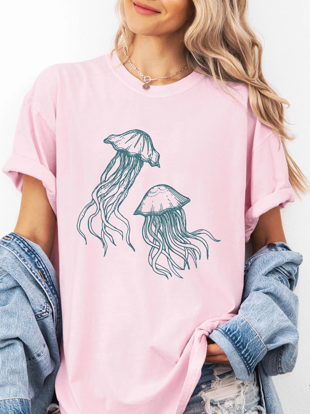 Jellyfish Doodle Printing T-Shirt Women Cotton Summer Short Sleeve Comfortable Soft O-Neck Oversized Tops Street Womans Clothes
Jellyfish Doodle Printing T-Shirt Women Cotton Summer Short Sleeve Comfortable Soft O-Neck Oversized Tops Street Womans Clothes