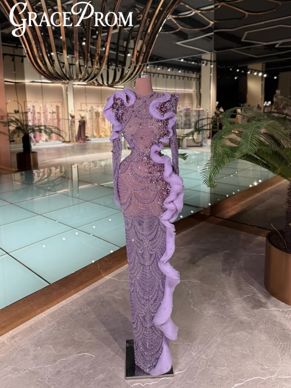 Purple Ruffled Beaded Evening Dress Shinny Pearls Crystal Wedding Party Gown Customized Luxury Straight Long Banquet Gowns
Purple Ruffled Beaded Evening Dress Shinny Pearls Crystal Wedding Party Gown Customized Luxury Straight Long Banquet Gowns