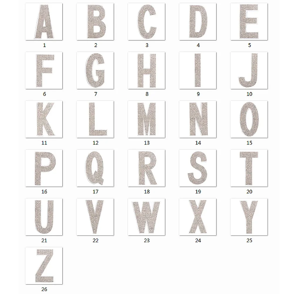 New Shiny 24*40cm/piece English Alphabet Pattern Crystal Patch Iron on Hotfix Glass Rhinestone Applique Clothes Jewelry Crafts
New Shiny 24*40cm/piece English Alphabet Pattern Crystal Patch Iron on Hotfix Glass Rhinestone Applique Clothes Jewelry Crafts