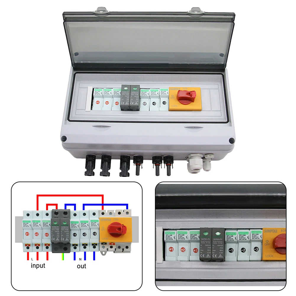 Power Distribution Out PV Combiner Box Electrical Supplies 1000V 3 In 1 Out Brand New IP65 Waterproof Pvc Useful
Power Distribution Out PV Combiner Box Electrical Supplies 1000V 3 In 1 Out Brand New IP65 Waterproof Pvc Useful