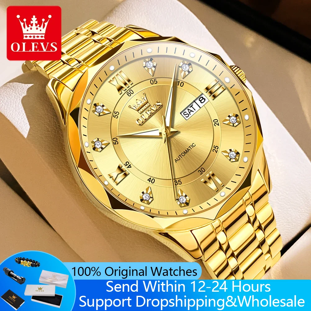 OLEVS 6727 Men's Watches Diamond Scale Automatic Mechanical Watch For Men Luminous Waterproof Calendar Fashion Man Wristwatches
OLEVS 6727 Men's Watches Diamond Scale Automatic Mechanical Watch For Men Luminous Waterproof Calendar Fashion Man Wristwatches