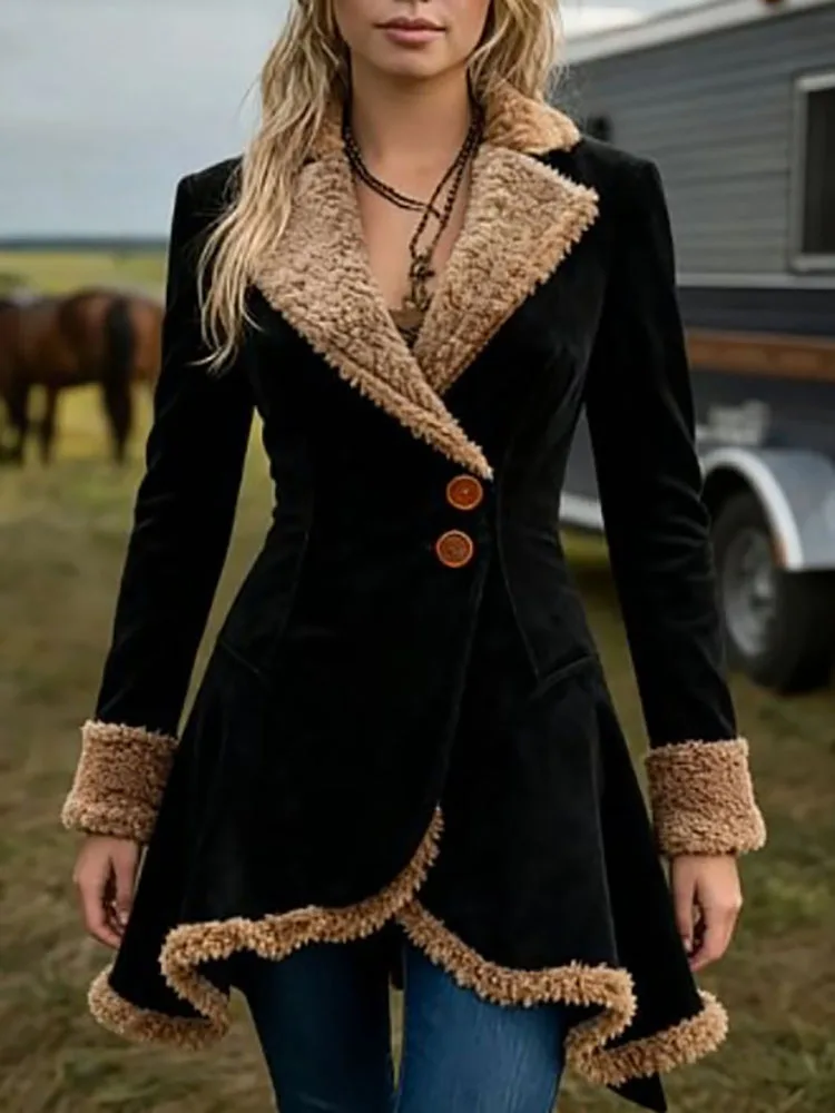 Повседневное теплое облегающее женское пальто 2025, замшевая лоскутная верхняя одежда с длинными рукавами, винтажные однотонные однобортные зимние куртки
Повседневное теплое облегающее женское пальто 2025, замшевая лоскутная верхняя одежда с длинными рукавами, винтажные однотонные однобортные зимние куртки