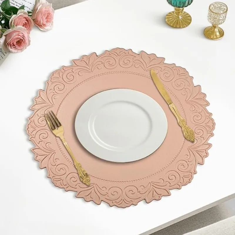 1/4/6 шт. подарочные розовые салфетки с тиснением из искусственной кожи, круглые уютные салфетки, нескользящие моющиеся современные декоративные салфетки для круглого стола
1/4/6 шт. подарочные розовые салфетки с тиснением из искусственной кожи, круглые уютные салфетки, нескользящие моющиеся современные декоративные салфетки для круглого стола