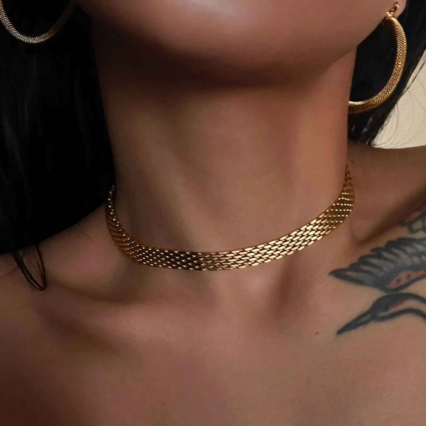 DASEIN Stainless Steel Vintage Golden 8mm Braided Chain Choker Necklace 18k Gold Plated Luxury Jewelry for Women Banquet Party
DASEIN Stainless Steel Vintage Golden 8mm Braided Chain Choker Necklace 18k Gold Plated Luxury Jewelry for Women Banquet Party