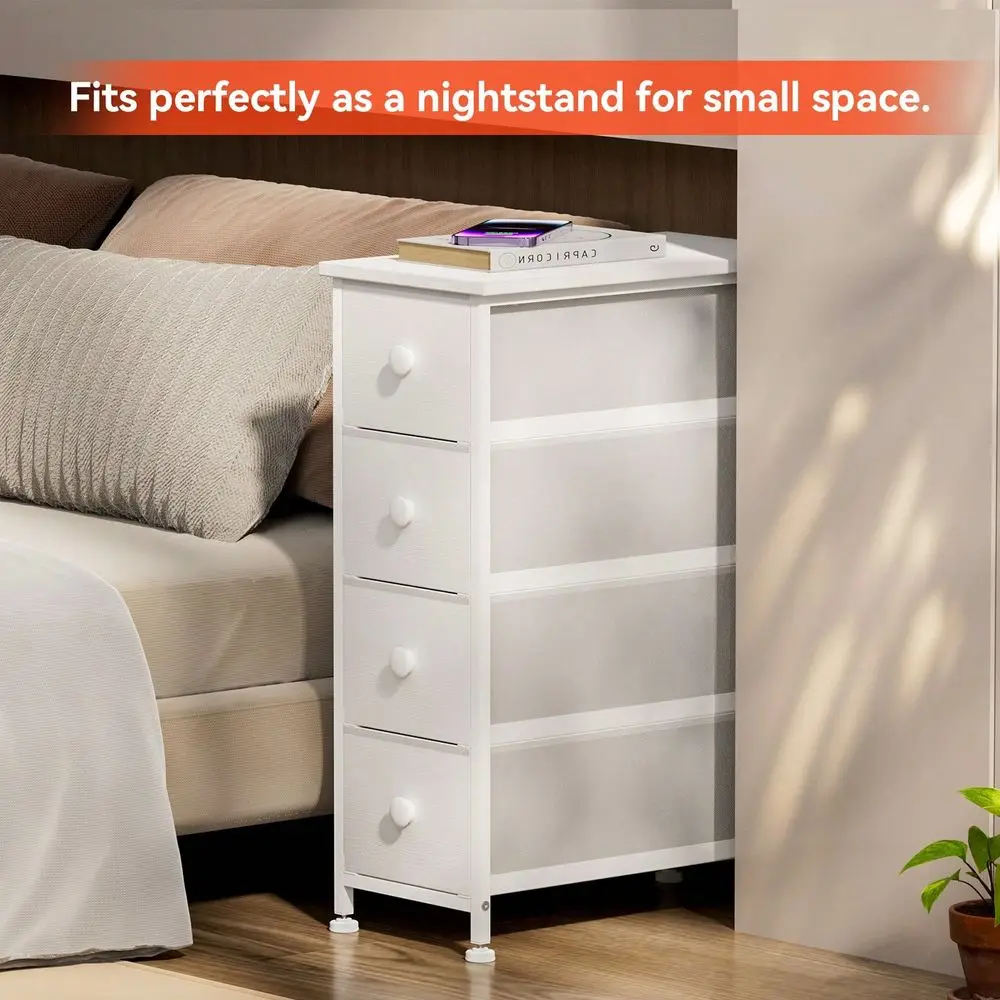 Narrow 4 Drawers Dresser For Bedroom, Narrow Storage Cabinet Dresser With 4 Fabric Drawers, Night Stand With Wood Top, Steel Fr
Narrow 4 Drawers Dresser For Bedroom, Narrow Storage Cabinet Dresser With 4 Fabric Drawers, Night Stand With Wood Top, Steel Fr