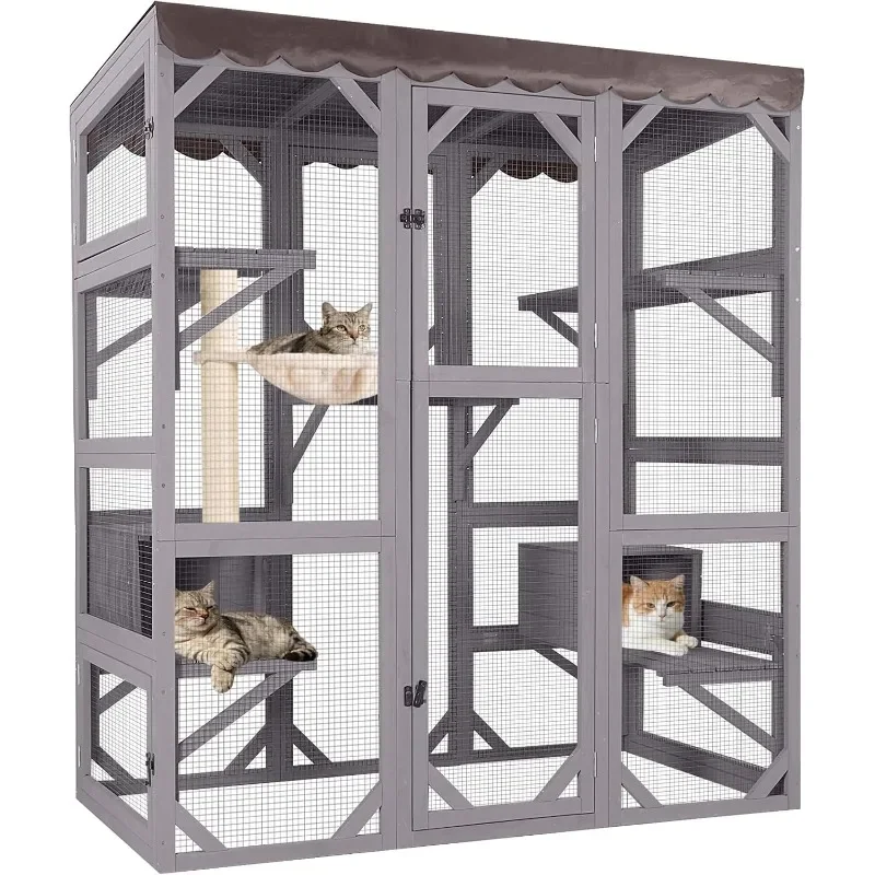 Aivituvin Catio Outdoor Cat Enclosure with 7 Platforms, 2 Resting Boxes, Large Window Cat House for 4-6 Mulitiple Cats
Aivituvin Catio Outdoor Cat Enclosure with 7 Platforms, 2 Resting Boxes, Large Window Cat House for 4-6 Mulitiple Cats