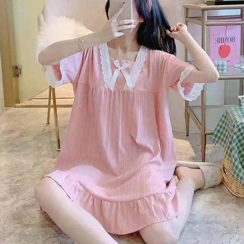 Female Japanese Sweet Cute Long Nightdress Home Wear Can Be Worn Summer Nightdress Female New Instagram Short-sleeved Pajamas
Female Japanese Sweet Cute Long Nightdress Home Wear Can Be Worn Summer Nightdress Female New Instagram Short-sleeved Pajamas