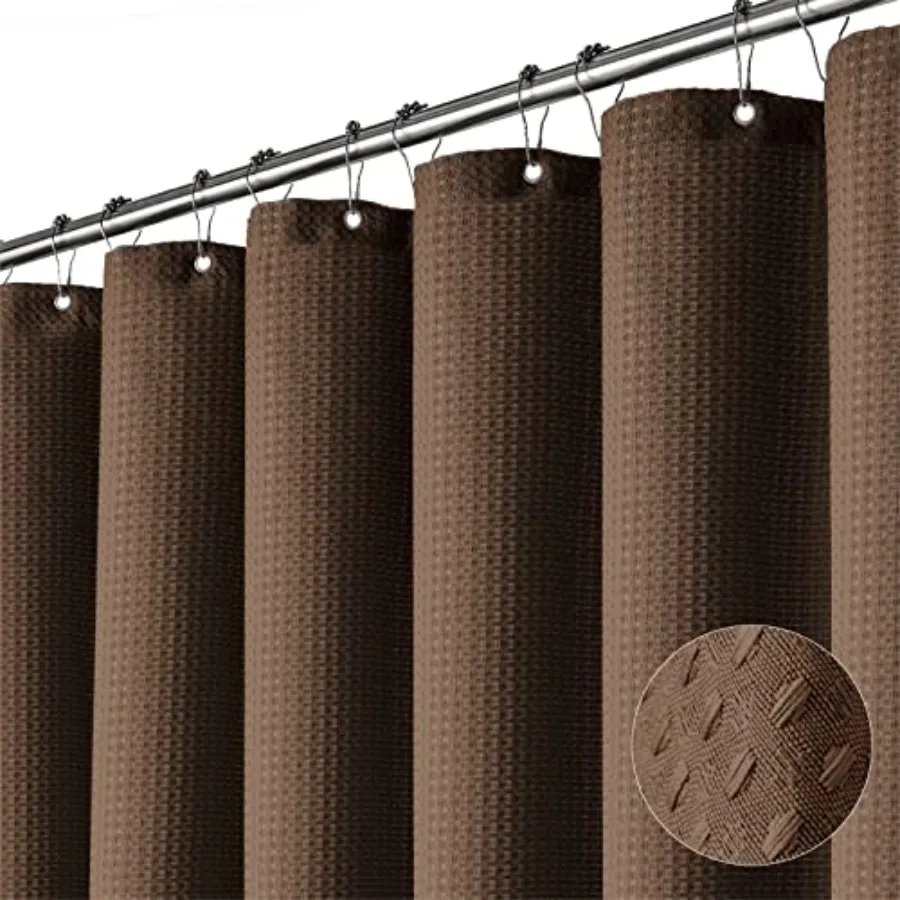 Brown Fabric Shower Curtain - Waffle Weave Textured Heavy Duty Cloth, 256GSM Hotel Luxury Weighted Bath Curtain Set with 12 Pla
Brown Fabric Shower Curtain - Waffle Weave Textured Heavy Duty Cloth, 256GSM Hotel Luxury Weighted Bath Curtain Set with 12 Pla