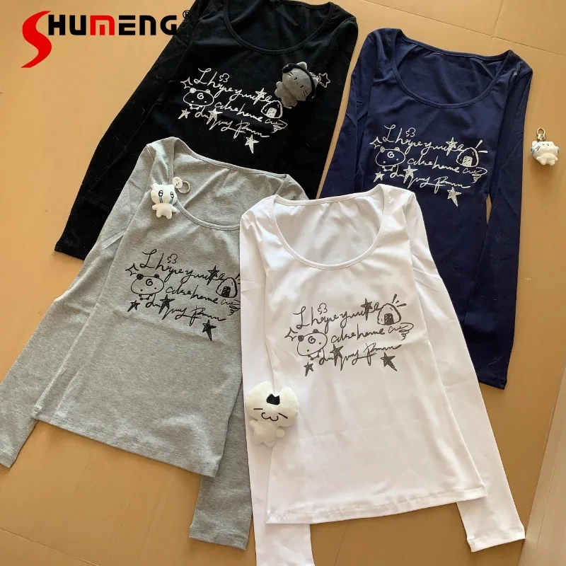 Japanese Style Y2k Top Four-color Printing Versatile Daily Wear Bottoming Shirt U-neck Soft Girl Long-sleeved T-shirt Pullover
Japanese Style Y2k Top Four-color Printing Versatile Daily Wear Bottoming Shirt U-neck Soft Girl Long-sleeved T-shirt Pullover