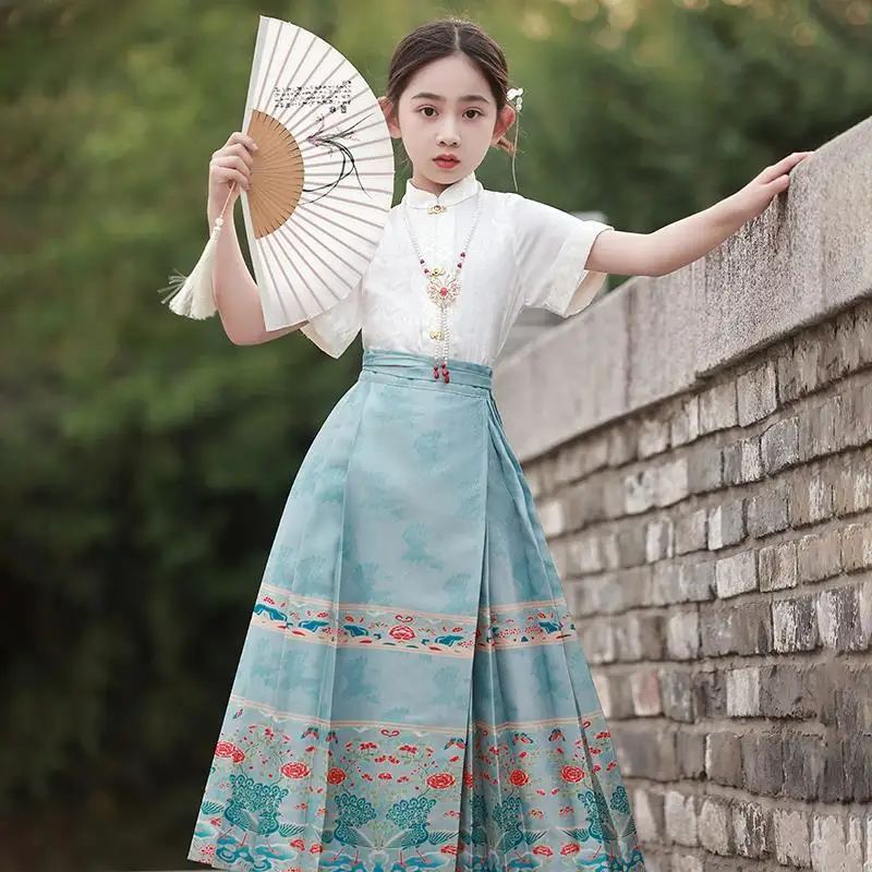 Girls Hanfu Original Chinese Traditional Horse Face Skirt Kids Ming Dynasty Printing Skirt Spring Summer Horse Face Pony Skirts
Girls Hanfu Original Chinese Traditional Horse Face Skirt Kids Ming Dynasty Printing Skirt Spring Summer Horse Face Pony Skirts