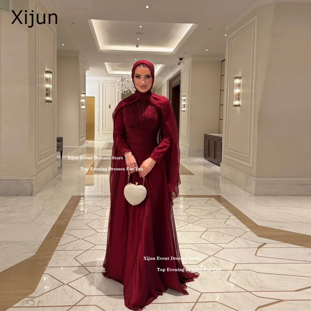 Xijun Luxury Burgundy Long Evening Dresses A-Line Full Sleeves Muslim Prom Dresses Formal Occasion Dubai Prom Gowns Customized
Xijun Luxury Burgundy Long Evening Dresses A-Line Full Sleeves Muslim Prom Dresses Formal Occasion Dubai Prom Gowns Customized