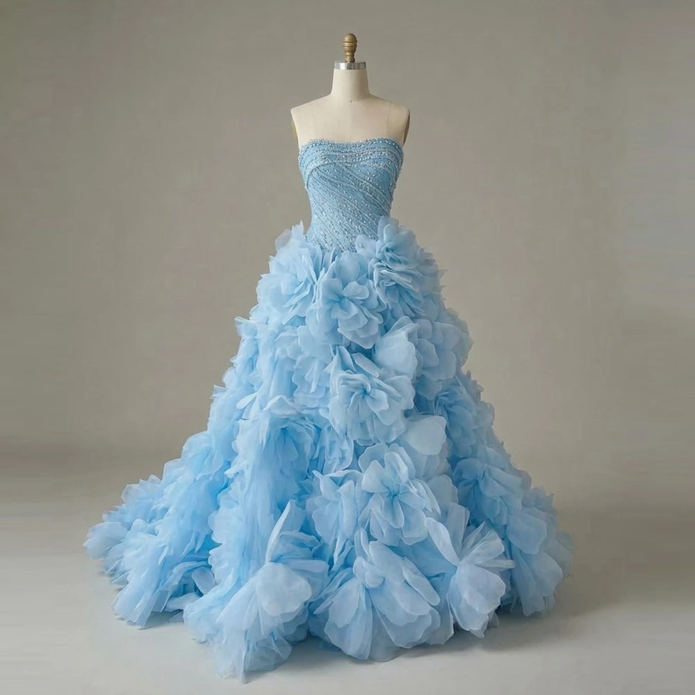 Luxury 3D Flowers Evening Party Dresses Shiny Beaded Mesh Ruffles Formal Wedding Dress Tulle A-Line Long Prom Dress for Women
Luxury 3D Flowers Evening Party Dresses Shiny Beaded Mesh Ruffles Formal Wedding Dress Tulle A-Line Long Prom Dress for Women