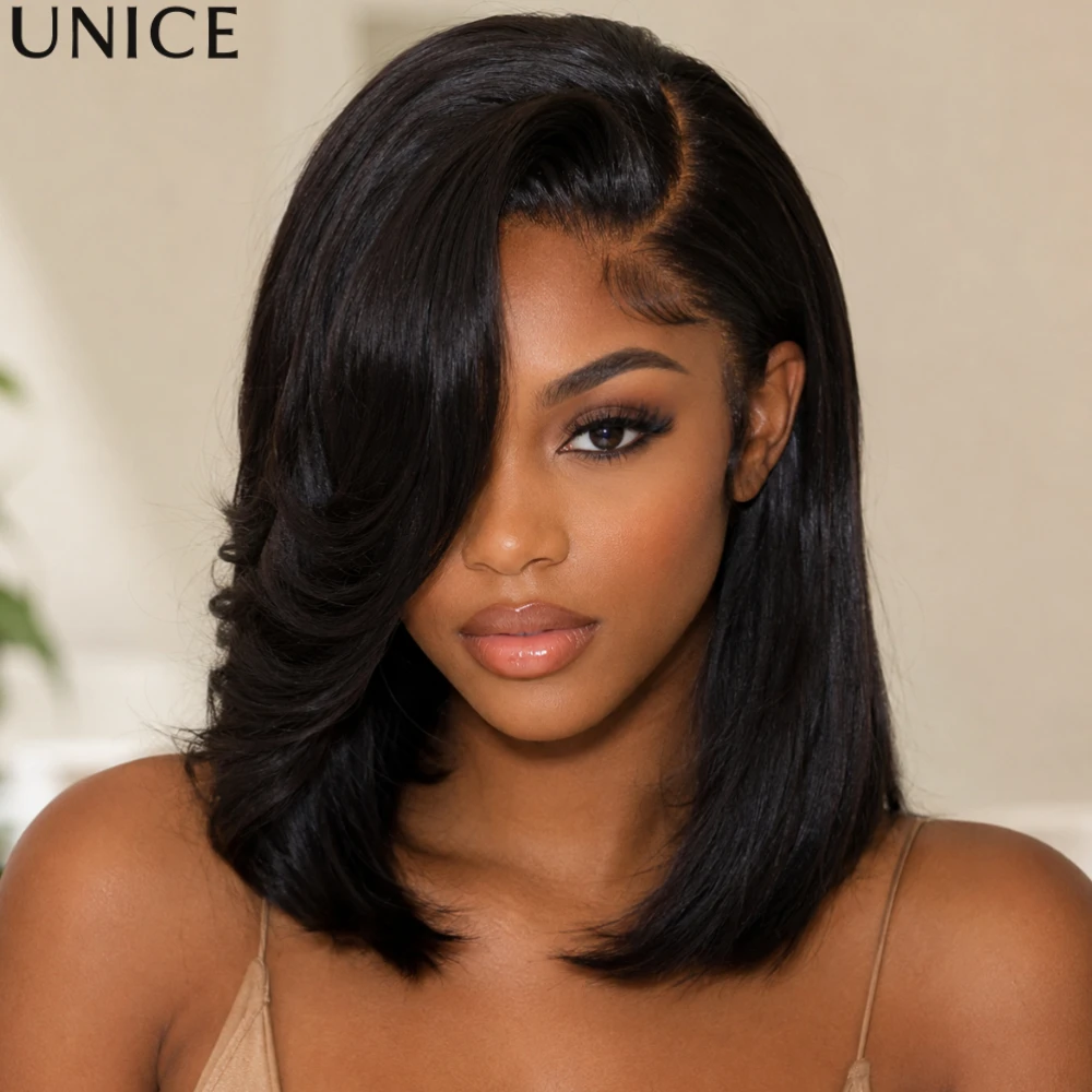 UNice Side Part Straight Bob Wig With Blowout Bangs 4x4 & 7x5 Lace Pre Cut Pre Bleached Glueless Wig Human Hair Ready To Wear
UNice Side Part Straight Bob Wig With Blowout Bangs 4x4 & 7x5 Lace Pre Cut Pre Bleached Glueless Wig Human Hair Ready To Wear
