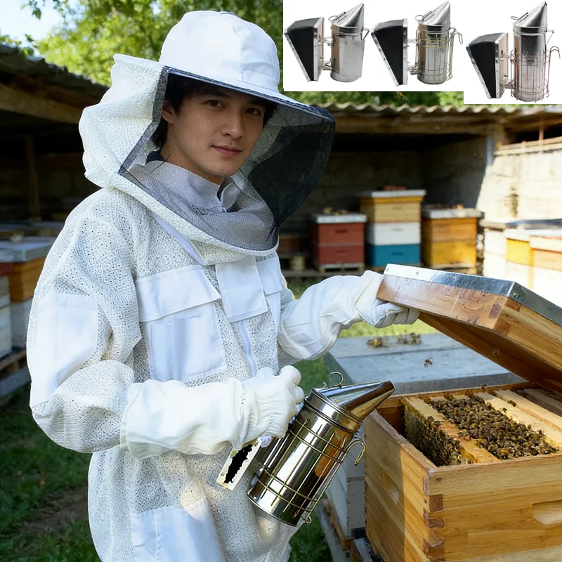 Bee Hive Smoker Stainless Steel Beekeeping Smoker with Heat Shield Bee Smoke Transmitter Kit Beehive Smoker Beekeeping Tools
Bee Hive Smoker Stainless Steel Beekeeping Smoker with Heat Shield Bee Smoke Transmitter Kit Beehive Smoker Beekeeping Tools