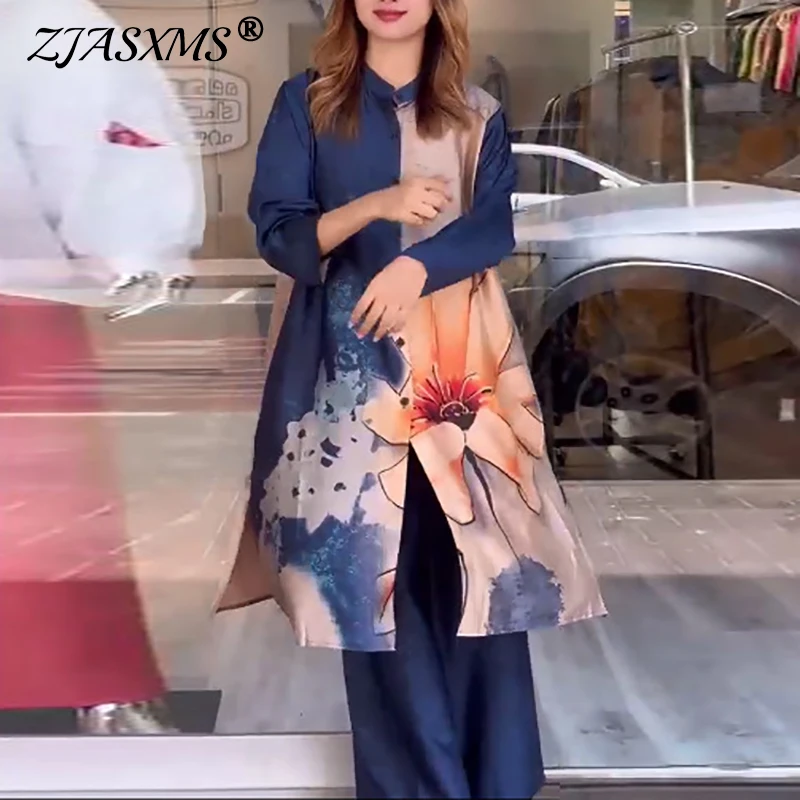 Spring Floral Print Long Top 2 Pieces Set for Woman Elegant Single Breasted Lapel Shirt Wide Leg Pant Outfits Loose Leisure Suit
Spring Floral Print Long Top 2 Pieces Set for Woman Elegant Single Breasted Lapel Shirt Wide Leg Pant Outfits Loose Leisure Suit