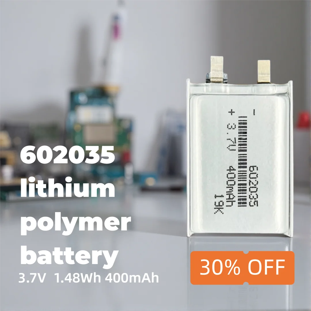 Rechargeable 3.7V 400mAh Li-ion Battery 602035 for DIY Electronics, Mini Gadgets, LED Devices with Overcharge Protection
Rechargeable 3.7V 400mAh Li-ion Battery 602035 for DIY Electronics, Mini Gadgets, LED Devices with Overcharge Protection