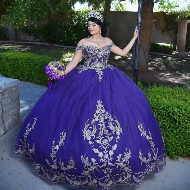 Glitter Purple Quinceanera Dress Ball Gown Off The Shoulder Applique Lace Tull Sweet 16 Dress Vestidos De 15 Anos
Glitter Purple Quinceanera Dress Ball Gown Off The Shoulder Applique Lace Tull Sweet 16 Dress Vestidos De 15 Anos