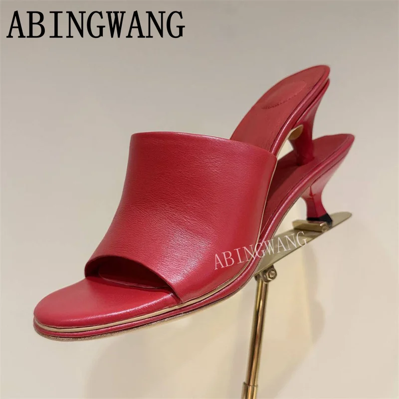 Hot Sale Peep Toe Women Leatehr Strange Heel Flat Slippers Ladies Slides High Quality Sexy Party Slippers Women Mujer 
Hot Sale Peep Toe Women Leatehr Strange Heel Flat Slippers Ladies Slides High Quality Sexy Party Slippers Women Mujer