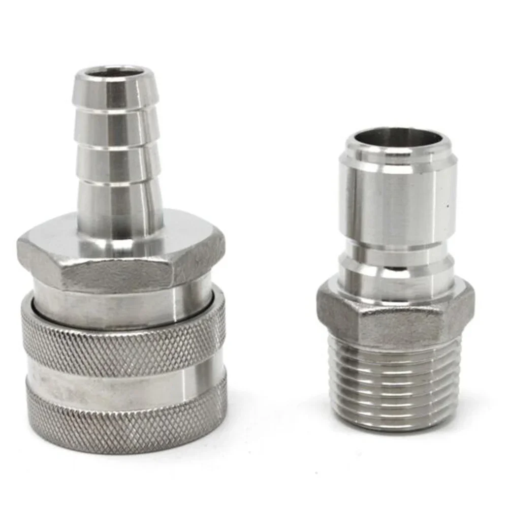 2pcs Homebrew Quick Disconnect Home Brewing Stainless Steel Quick Disconnect Barb Hose To MPT Set High Temp Silicon Gasket
2pcs Homebrew Quick Disconnect Home Brewing Stainless Steel Quick Disconnect Barb Hose To MPT Set High Temp Silicon Gasket