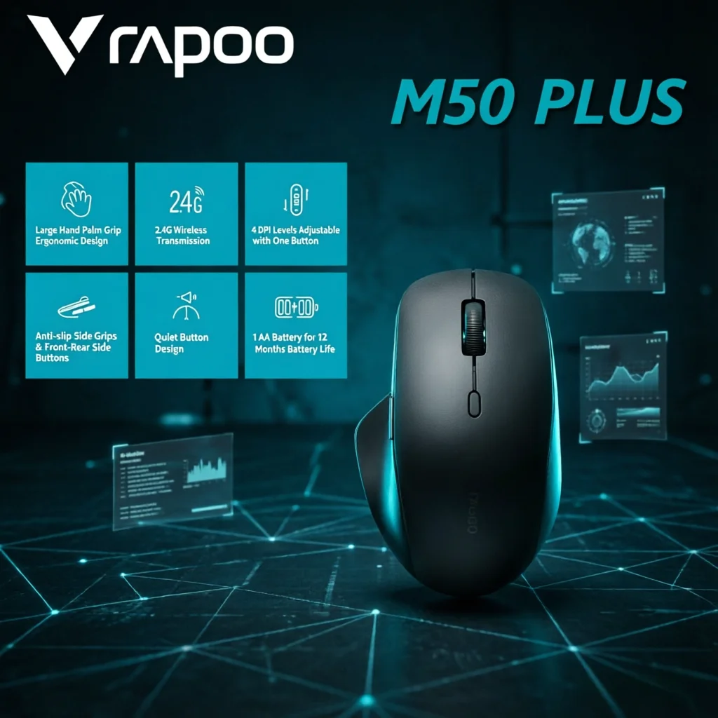 New Rapoo M50 PLUS Silent Wireless Mouse 2.4G Ergonomic Big Hand Design Office Mice 600 DPI Adjustable
New Rapoo M50 PLUS Silent Wireless Mouse 2.4G Ergonomic Big Hand Design Office Mice 600 DPI Adjustable