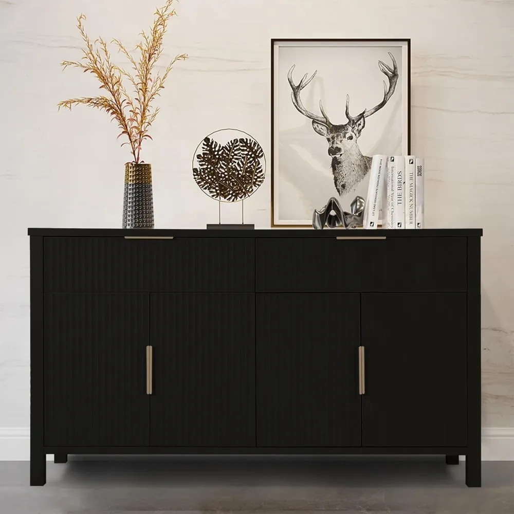 Luxury Fluted Cabinet Sideboard,55'' Large Buffet with Adjustable Shelves,4 Doors & 2 Drawers Wood Coffee Bar Cabinet
Luxury Fluted Cabinet Sideboard,55'' Large Buffet with Adjustable Shelves,4 Doors & 2 Drawers Wood Coffee Bar Cabinet