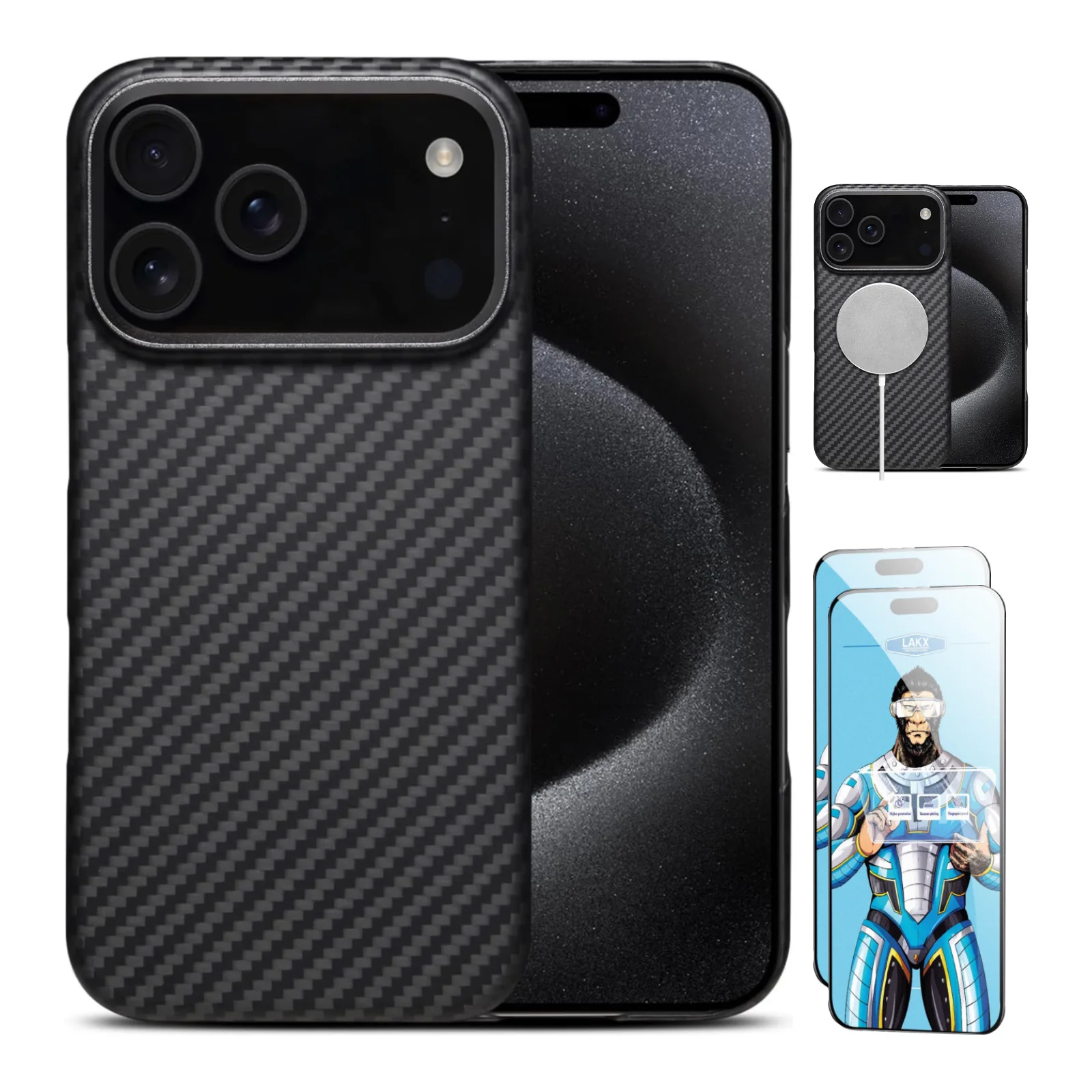 Aramid Fiber Case for iPhone 17 Pro Max & 17Pro Compatible MagSafe Aluminum Alloy Metal Lens & with 2* Screen Protective Film
Aramid Fiber Case for iPhone 17 Pro Max & 17Pro Compatible MagSafe Aluminum Alloy Metal Lens & with 2* Screen Protective Film