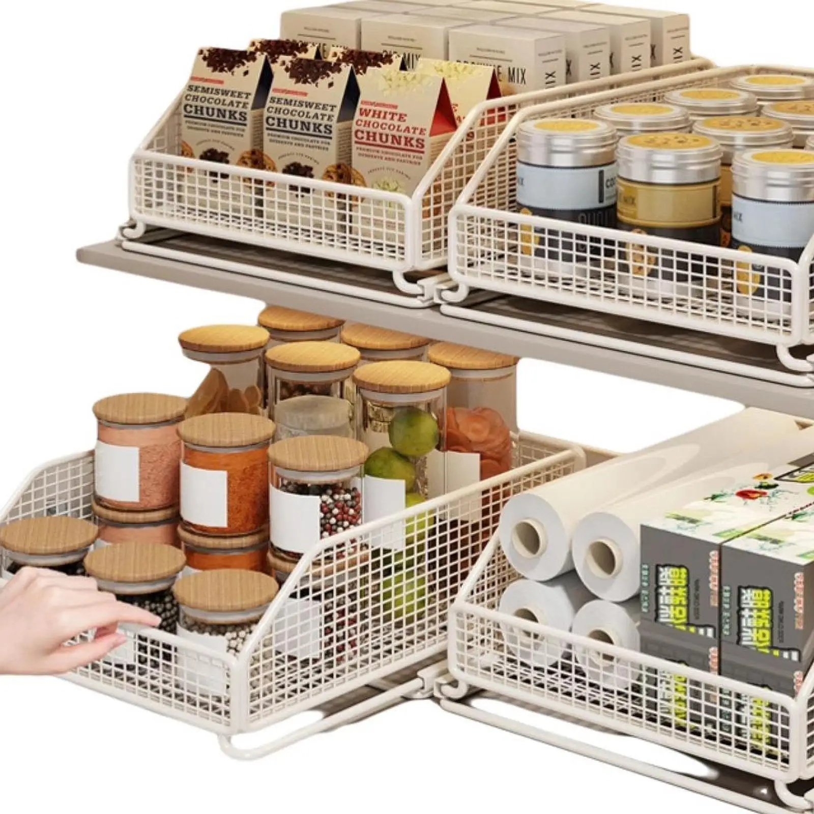 Under Sink Metal Storage Organizer Slide Out Cabinet Drawer for Kitchen Condiments and Tableware
Under Sink Metal Storage Organizer Slide Out Cabinet Drawer for Kitchen Condiments and Tableware
